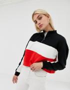 Noisy May Color Block Sweat With Zip-multi