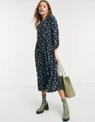 Glamorous Midi Smock Dress In Forget-me-not Floral-black