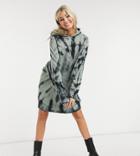 Collusion Tie Dye Hoodie Dress With Contrast Logo-multi