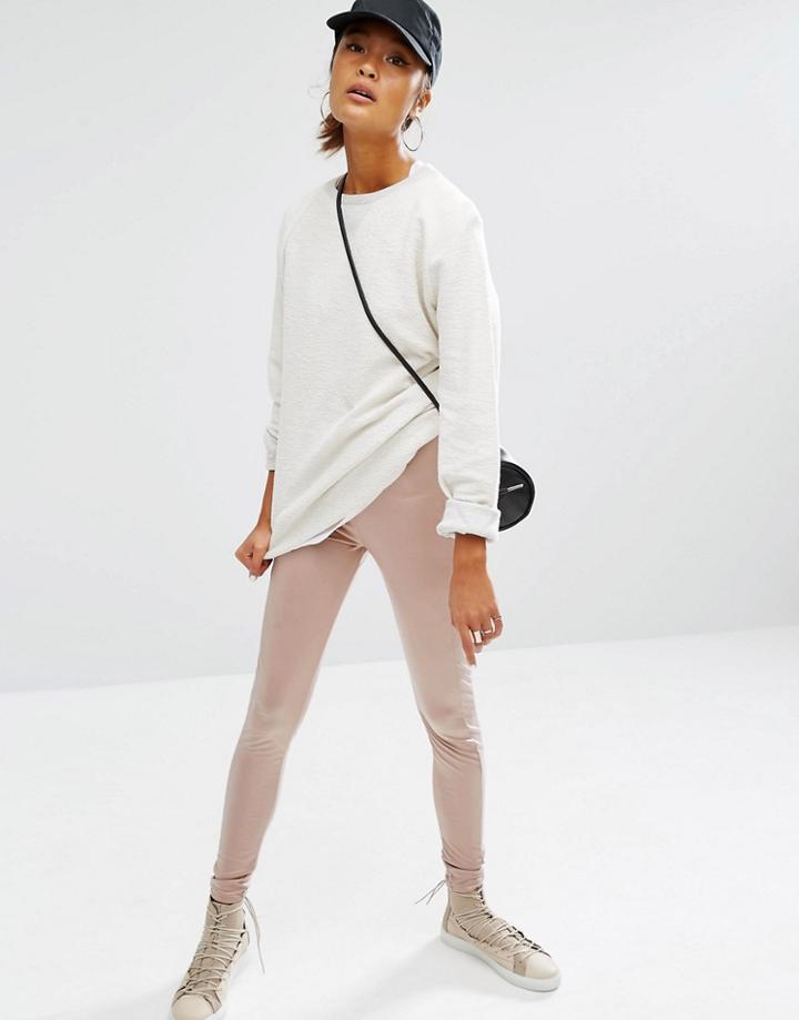 Daisy Street Faux Leather Leggings With Seam Detail - Pink