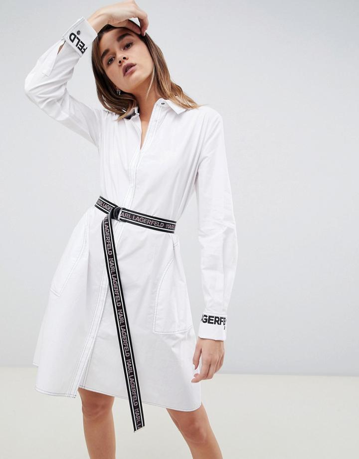 Karl Lagerfeld Logo Shirt Dress - White