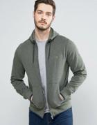 Farah Hicks Zipthru Hoodie Tipped Slim Fit In Green Marl - Green