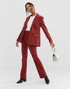 Asos Design Velvet Slim Flare Suit Pants-pink