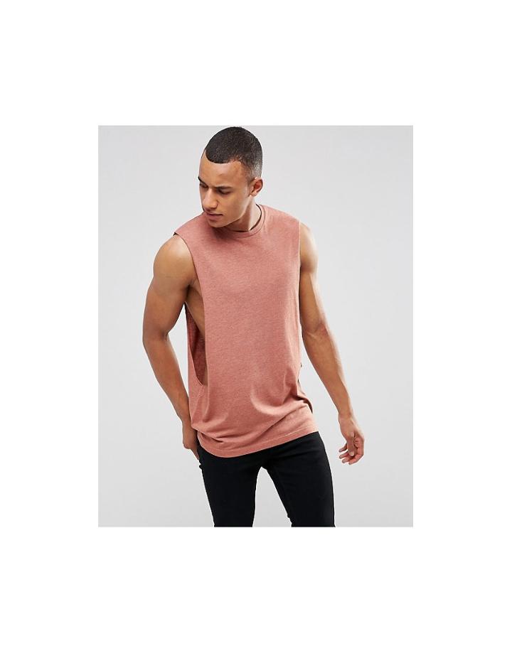 Asos Tank With Extreme Dropped Armhole In Red - Purple