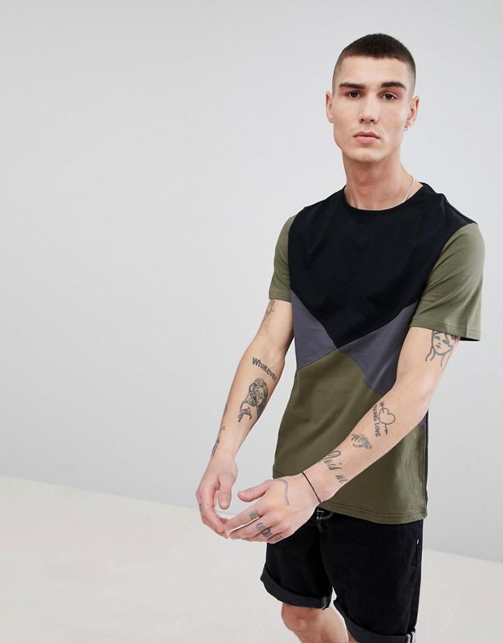 Another Influence Diamond Color Block T-shirt - Black