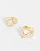 Designb London Pack Of 2 Molten Rings In Gold Tone