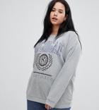 Asos Design Curve Sweatshirt With Michigan Print In Gray Marl - Gray
