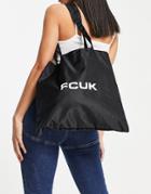 French Connection Logo Tote Bag In Black And White-multi