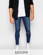 Cheap Monday Exclusive Jeans Low Spray Extreme Super Skinny Mid Blue Ripped Knee - Mid Blue