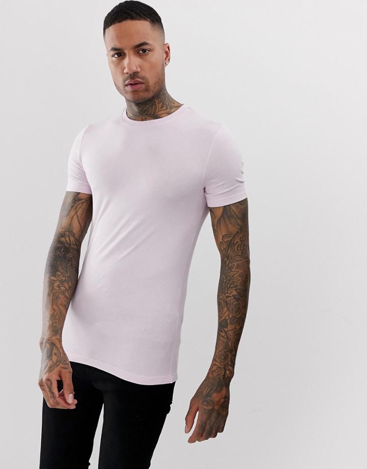 Asos Design Organic Muscle Fit T-shirt With Crew Neck In Pink