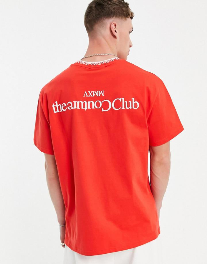 The Couture Club Relaxed Fit T-shirt In Red With Chest And Back Print