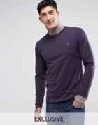 Farah Long Sleeve Marl T-shirt In Fig - Purple