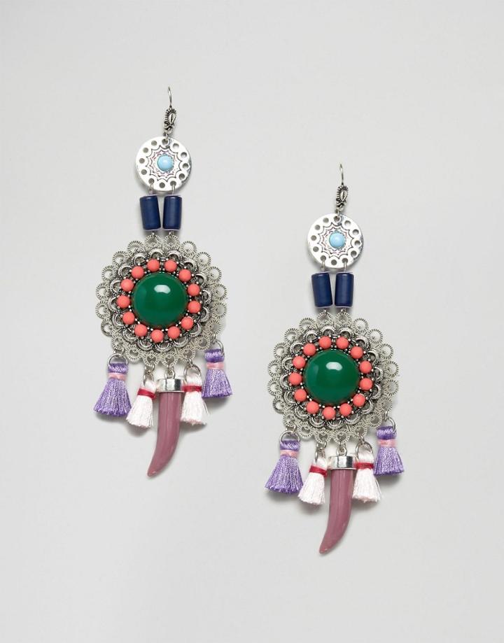 Asos Filigree & Tusk Charm Earrings - Multi