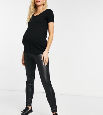 Missguided Maternity Wet Look Leggings In Black