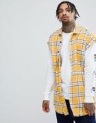 Asos Design Oversized Sleeveless Check Shirt - Yellow