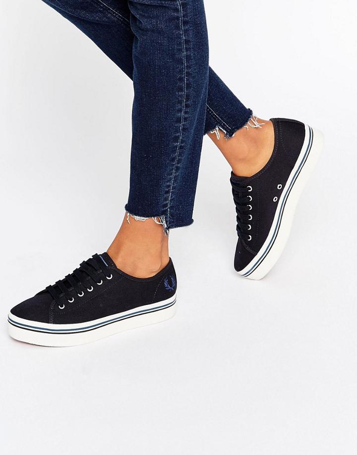 Fred Perry Phoenix Navy Canvas Flatform Sneakers - Navy