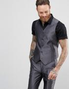 Devils Advocate Slim Fit Metallic Vest - Gray