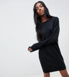 Asos Design Tall Sweater Dress With Scoop Back In Eco Yarn - Black