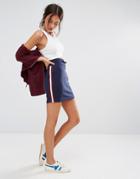 New Look Racer Stripe Sweat Skirt - Navy
