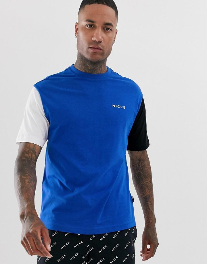 Nicce T-shirt With Contrast Sleeves In Blue