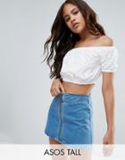 Asos Tall Crop Top In Broderie - White