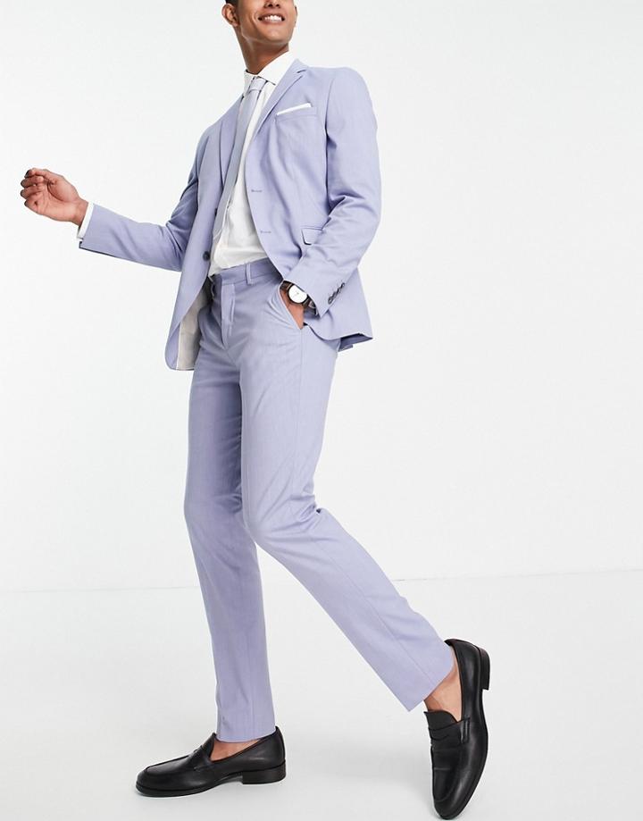 Selected Homme Slim Fit Suit Pants In Light Blue-purple