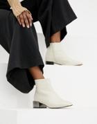 Asos Design Alpha Leather Ankle Boots-cream