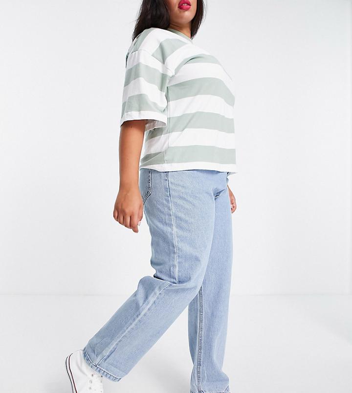 Don't Think Twice Plus Grace Balloon Leg Jeans In Light Blue-blues