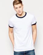 Jack & Jones T-shirt With Contrast Neck - White