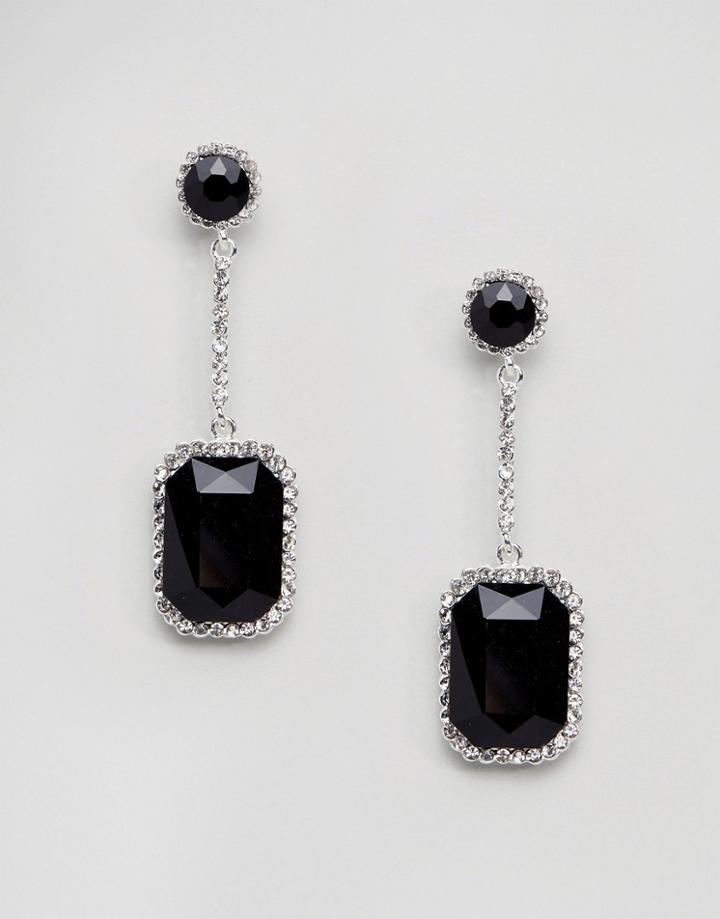 Johnny Loves Rosie Large Gem Drop Earrings With Black Gem - Black