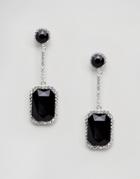 Johnny Loves Rosie Large Gem Drop Earrings With Black Gem - Black