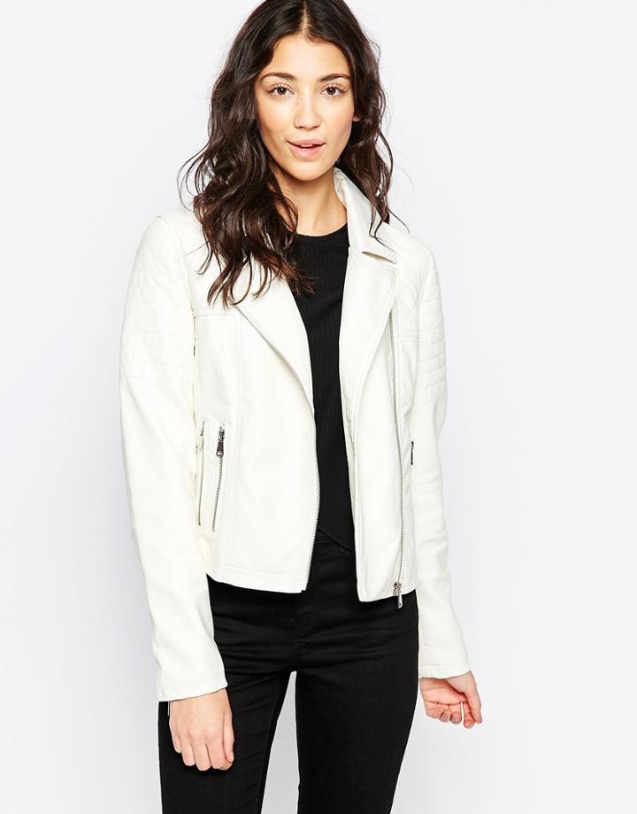Brave Soul Pu Jacket - Cream