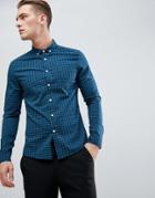 Asos Design Smart Skinny Check Shirt In Blue - Green