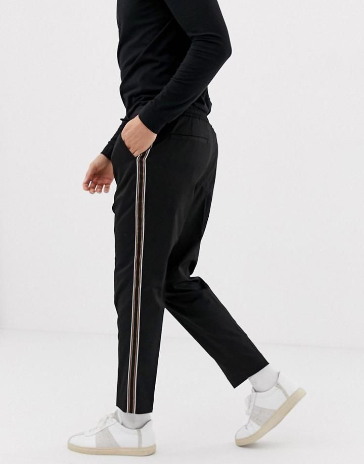 New Look Chinos With Side Stripe In Black - Black