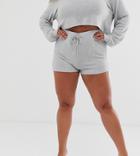 Loungeable Mix & Match Plus Size Cheeky Lounge Short In Gray