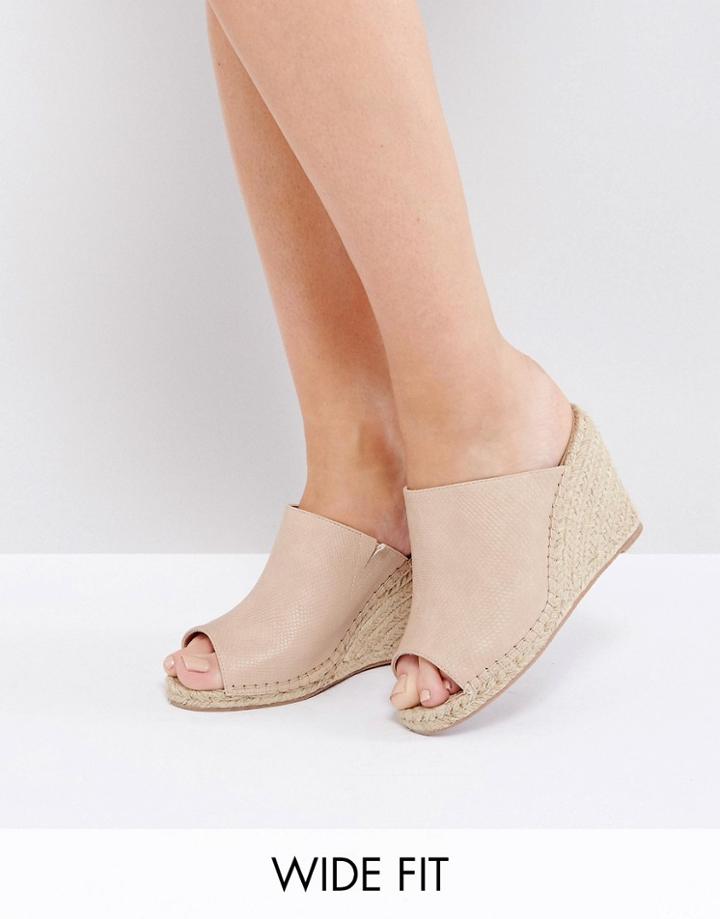 London Rebel Wide Fit Espadrille Mule Sandal - Beige