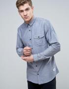 Jack & Jones Core Long Sleeve Slim Fit Chambray Shirt With Button Pocket - Blue