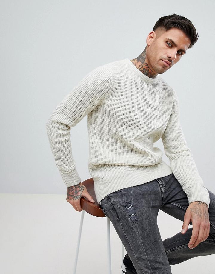 New Look Crew Neck Sweater In Cream - Cream