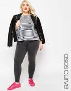 Asos Curve Legging In Acid Wash With Zip Hem - Acid Wash
