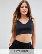 Asos Petite Top With Deep Plunge In Scuba - Black