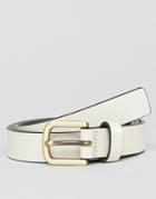 Smith And Canova Skinny Leather Belt In White - White