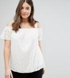 New Look Curve Lace Bardot Cami Top - White