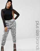 Missguided Plus Camo Joggers - Gray