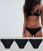 Asos 3 Pack Brazilian Pants In Cotton - Black