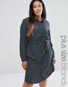 Brave Soul Plus Shirt Dress In Geo Print - Black