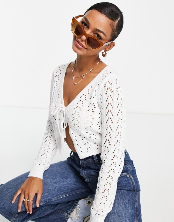 Hollister Tie Front Cardigan In White