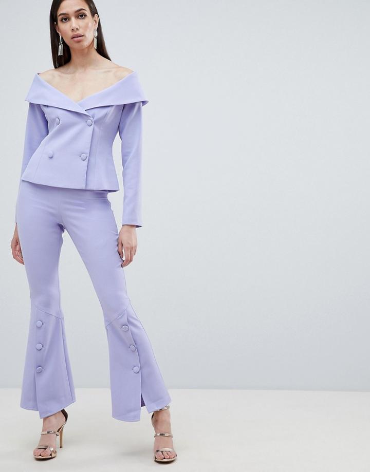 Lavish Alice Woven Bell Hem Tailored Pants - Blue