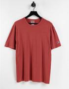 Champion Oversized Small Logo T-shirt In Washed Pink