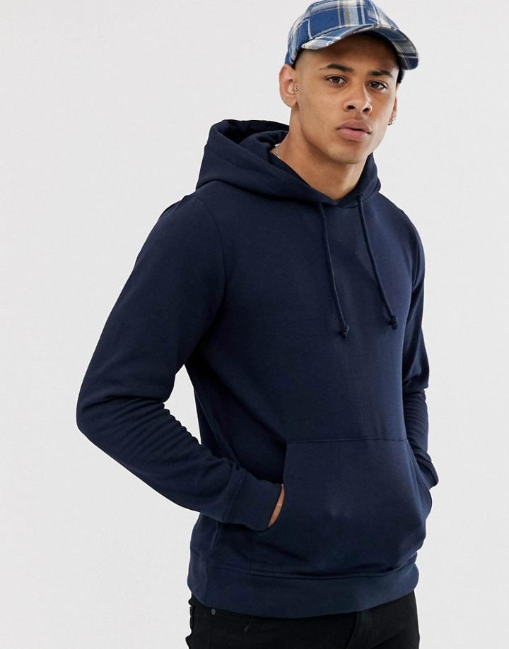 Brave Soul Basic Overhead Hoodie-navy