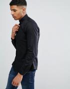 Asos Slim Shirt In Black With Button Down Collar - Black
